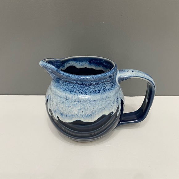 unbranded Other - Artisan Made Pottery Stoneware Small Pitcher/Creamer Blue Drip Glaze Handmade